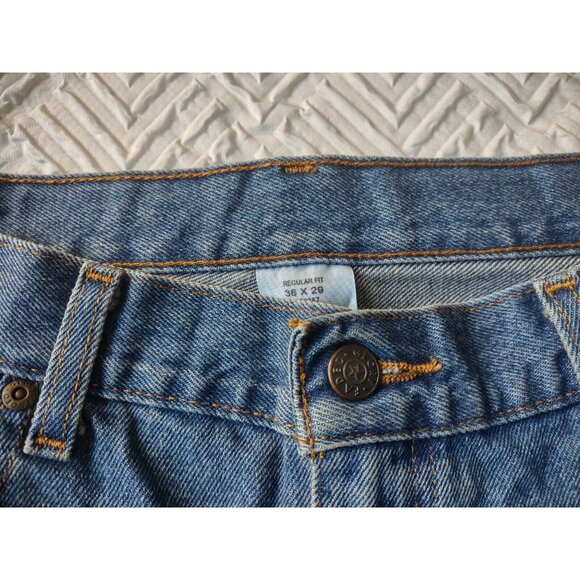 Faded Glory Denim Regular Fit Straight Jeans Men's 36x29 Blue 5-Pocket Excellent - Picture 4 of 9